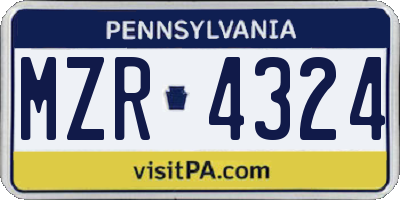 PA license plate MZR4324