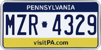 PA license plate MZR4329