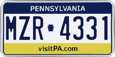 PA license plate MZR4331