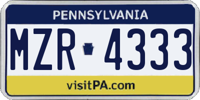 PA license plate MZR4333