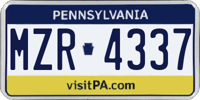 PA license plate MZR4337