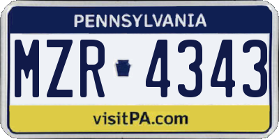 PA license plate MZR4343