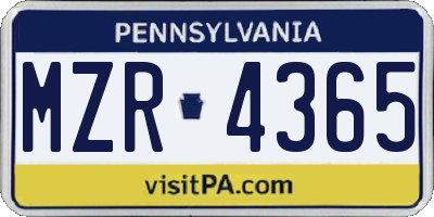 PA license plate MZR4365