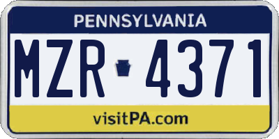 PA license plate MZR4371