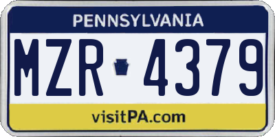 PA license plate MZR4379