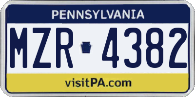 PA license plate MZR4382