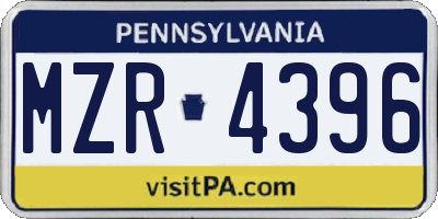 PA license plate MZR4396