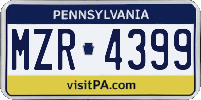 PA license plate MZR4399