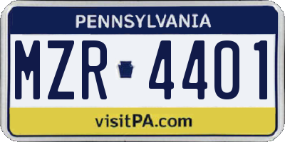 PA license plate MZR4401
