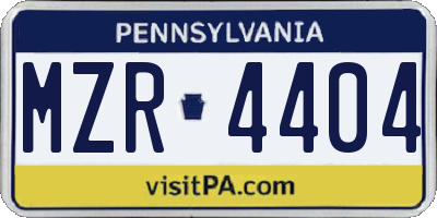 PA license plate MZR4404