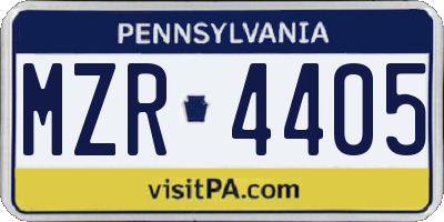 PA license plate MZR4405