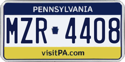 PA license plate MZR4408