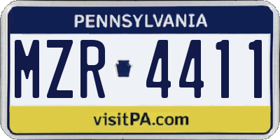PA license plate MZR4411