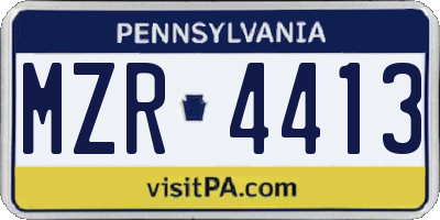 PA license plate MZR4413