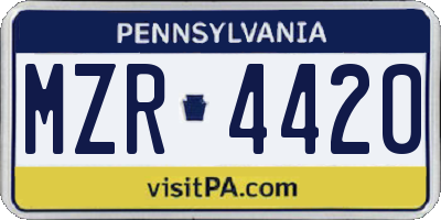 PA license plate MZR4420