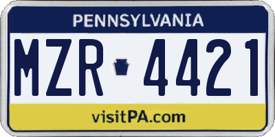 PA license plate MZR4421