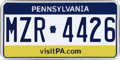 PA license plate MZR4426