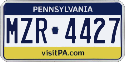 PA license plate MZR4427