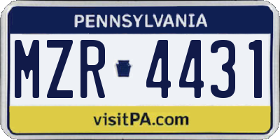 PA license plate MZR4431
