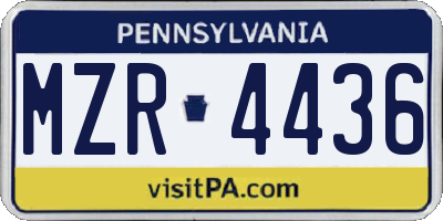PA license plate MZR4436