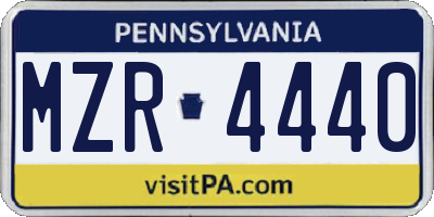 PA license plate MZR4440