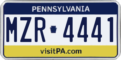 PA license plate MZR4441
