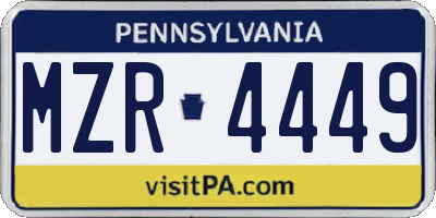 PA license plate MZR4449