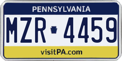 PA license plate MZR4459