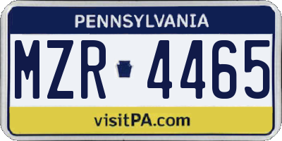 PA license plate MZR4465