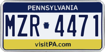 PA license plate MZR4471