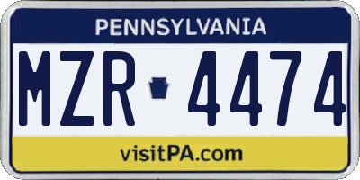 PA license plate MZR4474