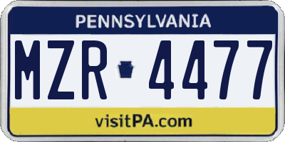 PA license plate MZR4477