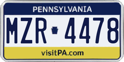 PA license plate MZR4478