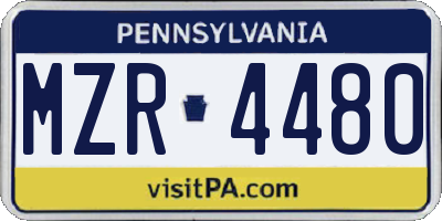 PA license plate MZR4480