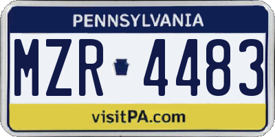 PA license plate MZR4483