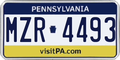 PA license plate MZR4493