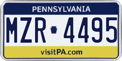 PA license plate MZR4495