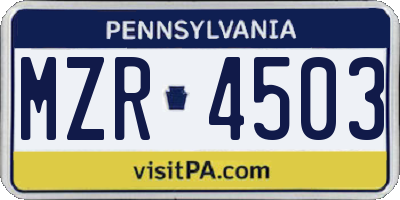 PA license plate MZR4503