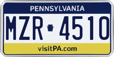 PA license plate MZR4510