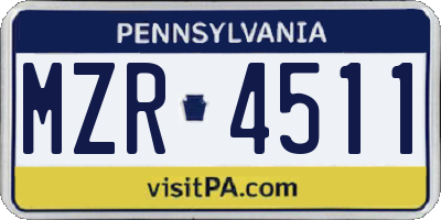 PA license plate MZR4511
