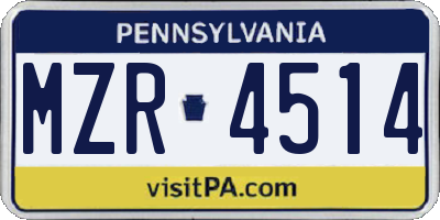 PA license plate MZR4514