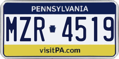 PA license plate MZR4519