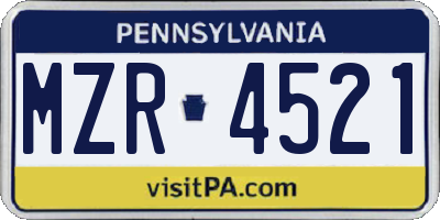 PA license plate MZR4521