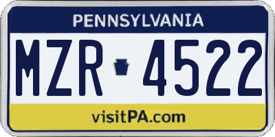 PA license plate MZR4522