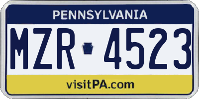 PA license plate MZR4523