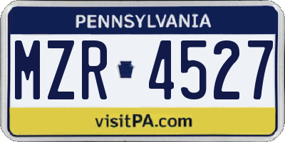 PA license plate MZR4527