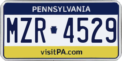 PA license plate MZR4529