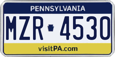 PA license plate MZR4530