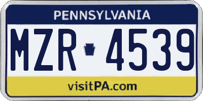 PA license plate MZR4539