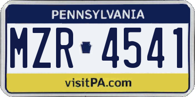 PA license plate MZR4541